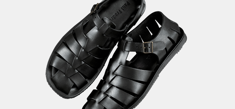 Mens black leather dress sandals online