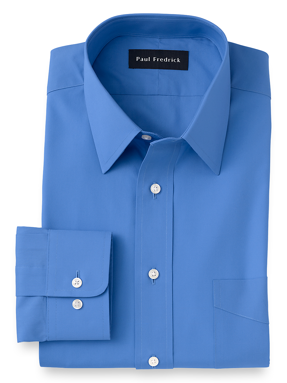 Product Image of Pure Cotton Broadcloth Solid Color Straight Collar Dress Shirt-French Blue