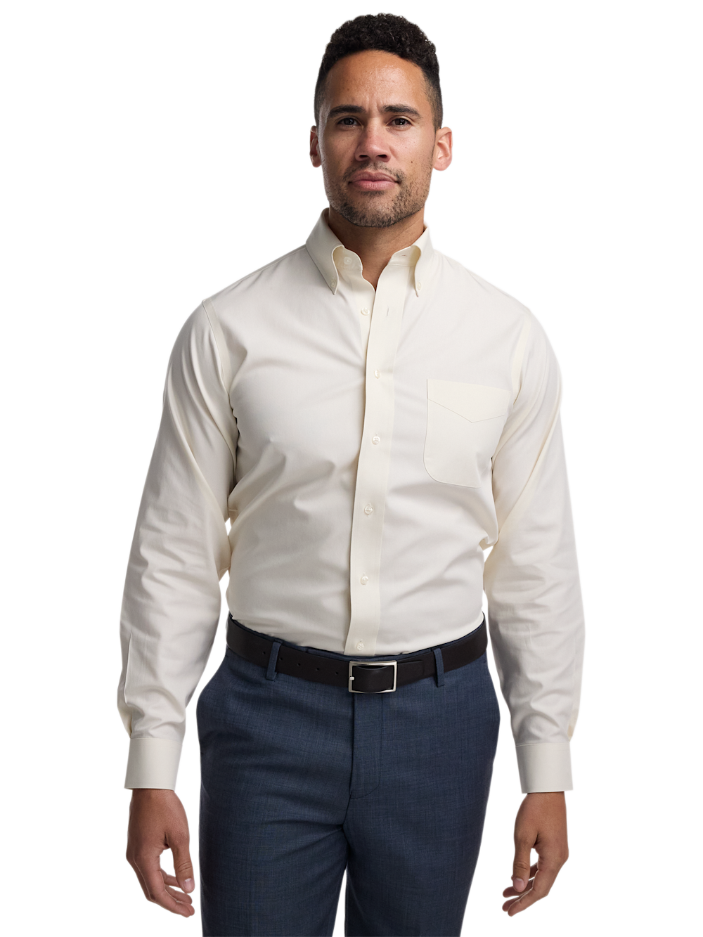 Alternate Shot of Men's Ecru Solid Shirts No Trim Detail