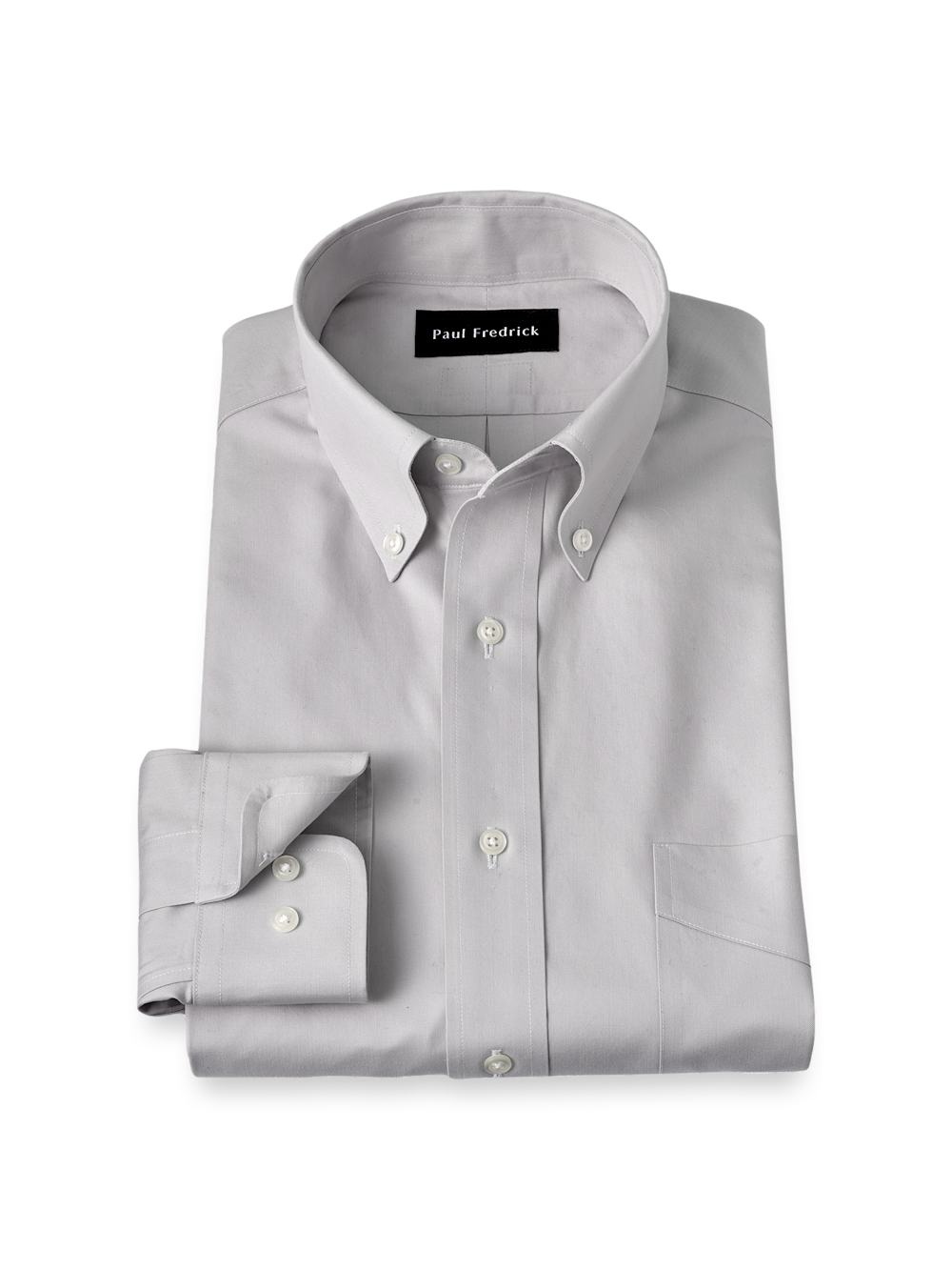 Product Image of Non-iron Cotton Pinpoint Solid Button Down Collar Dress Shirt-Grey