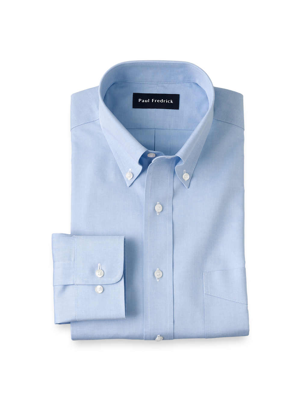 Product Image of Non-iron Cotton Pinpoint Solid Button Down Collar Dress Shirt-Blue