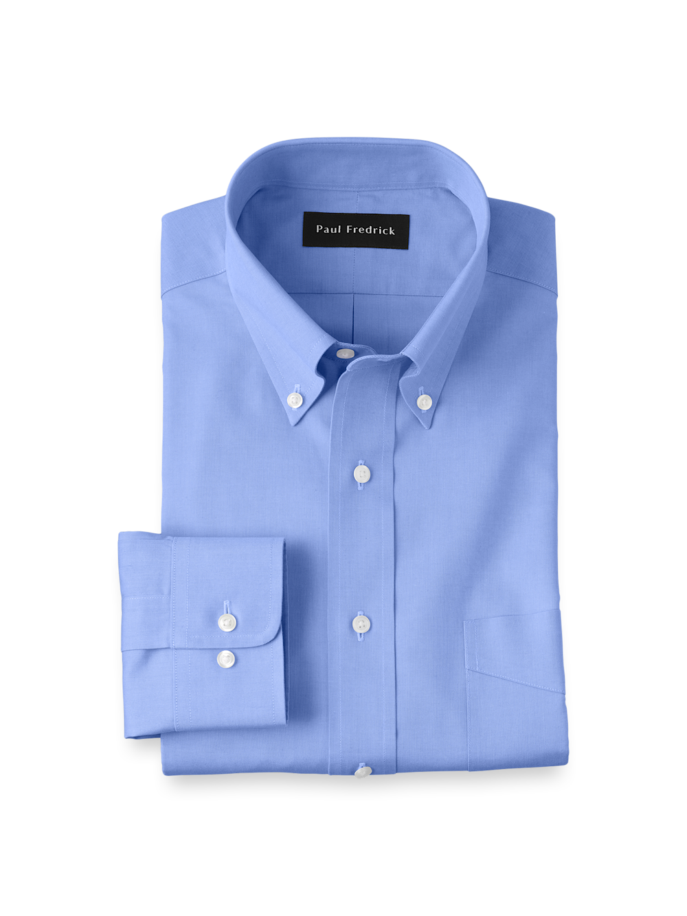 Non-Iron Cotton Pinpoint Solid Button Down Collar Dress Shirt