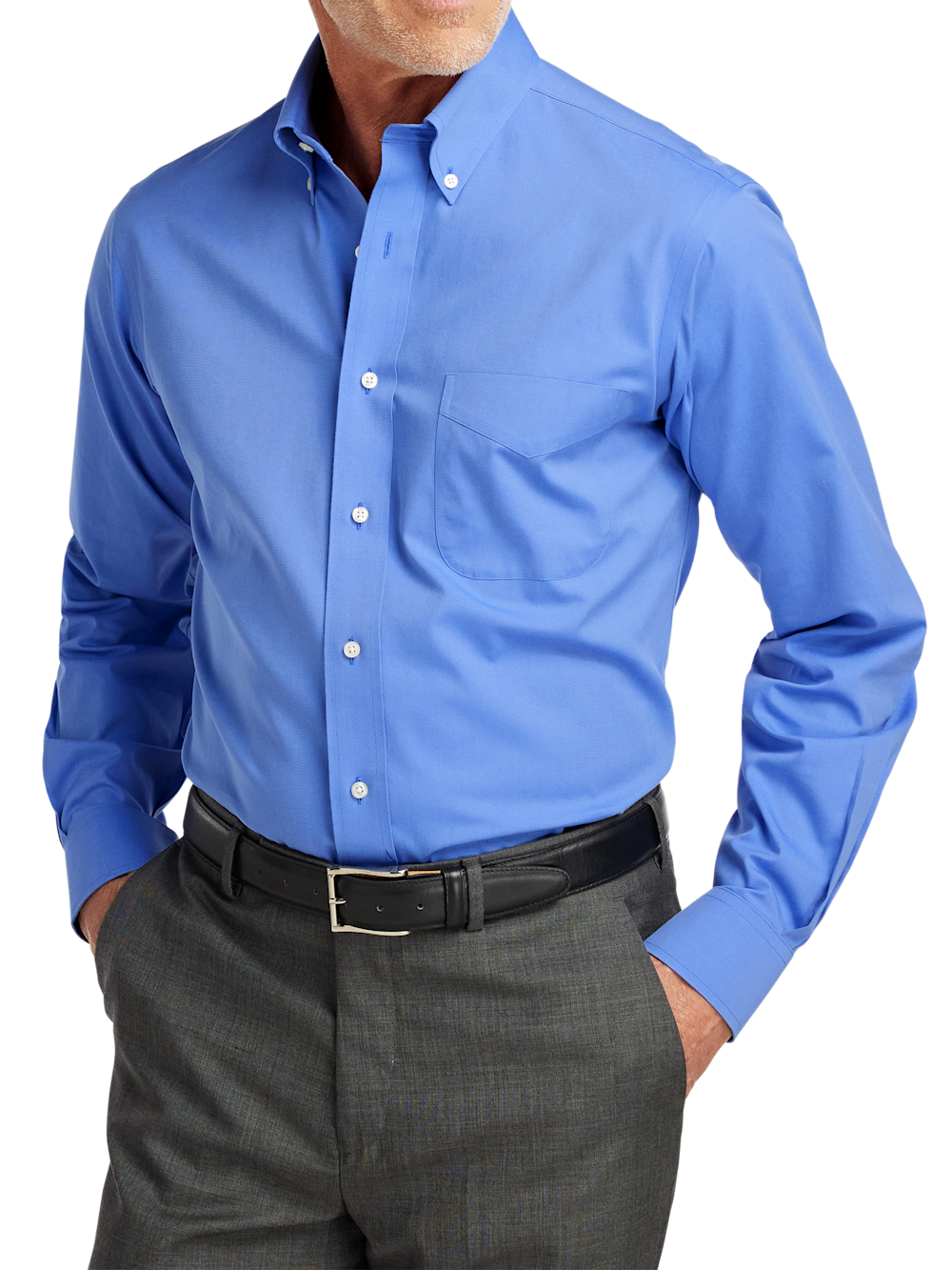 Alternate Image of Non-iron Cotton Pinpoint Solid Button Down Collar Dress Shirt-1