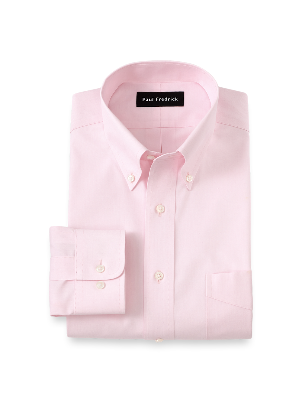 Product Image of Non-iron Cotton Pinpoint Solid Button Down Collar Dress Shirt-Pink