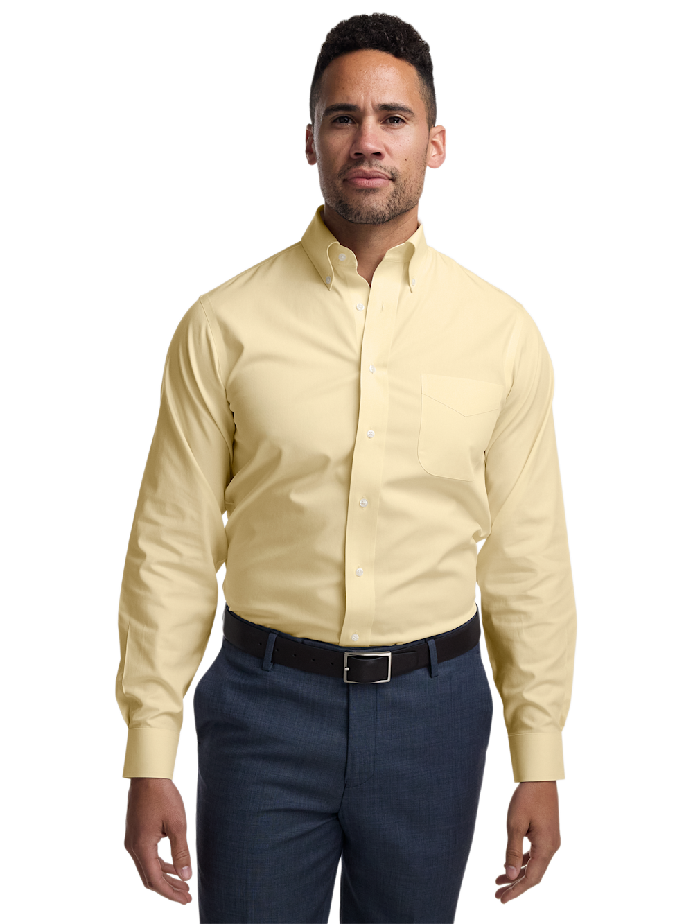 Alternate Image of Non-iron Cotton Pinpoint Solid Button Down Collar Dress Shirt-1