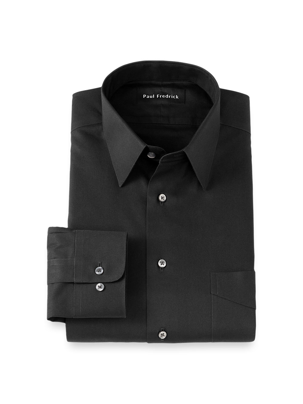 Product Image of Non-iron Cotton Pinpoint Solid Point Collar Dress Shirt-Black