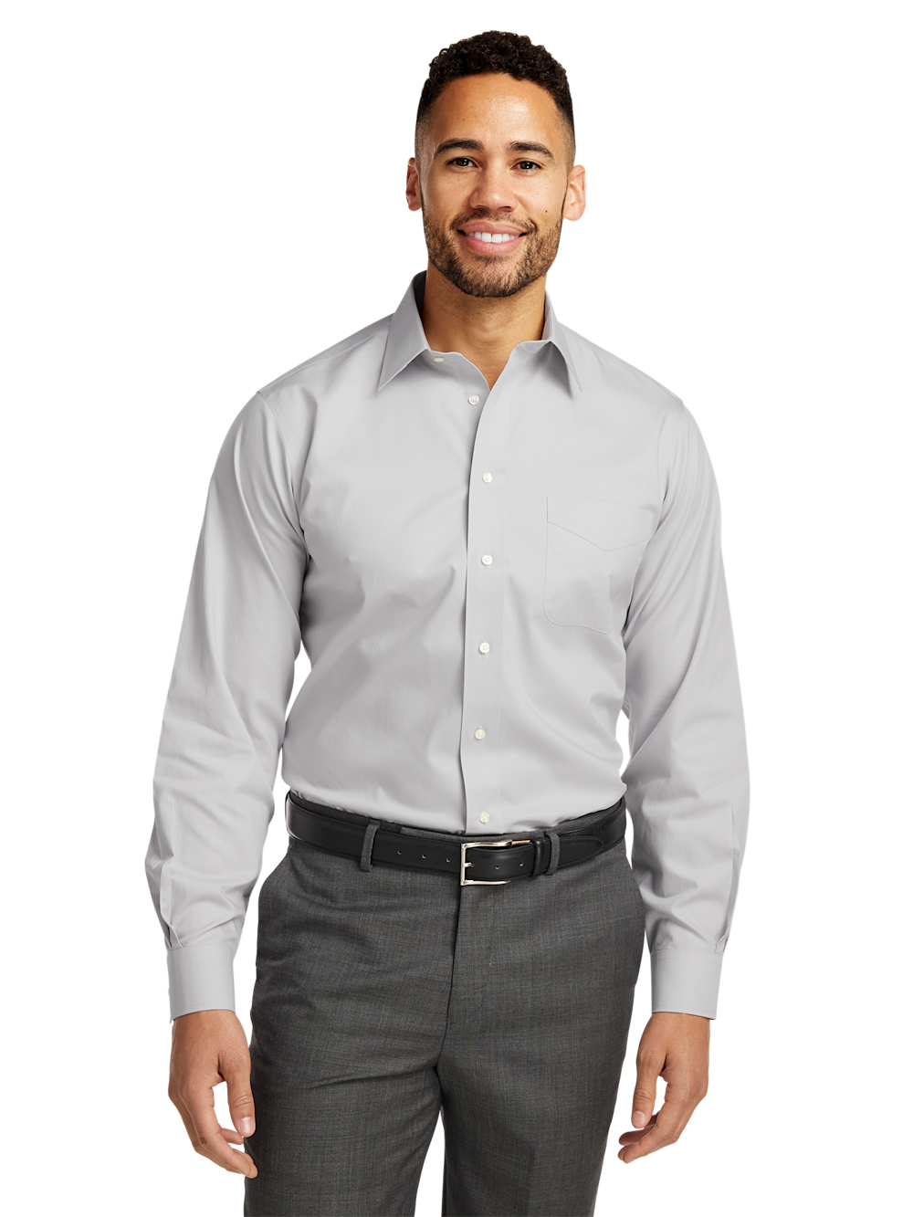 Alternate Shot of Men's Grey Solid Shirts No Trim Detail