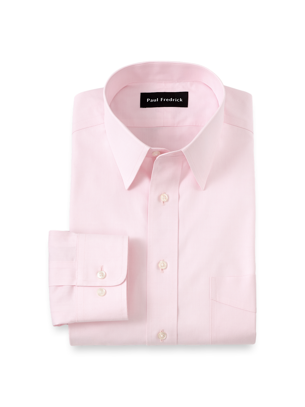 Product Image of Non-iron Cotton Pinpoint Solid Point Collar Dress Shirt-Pink