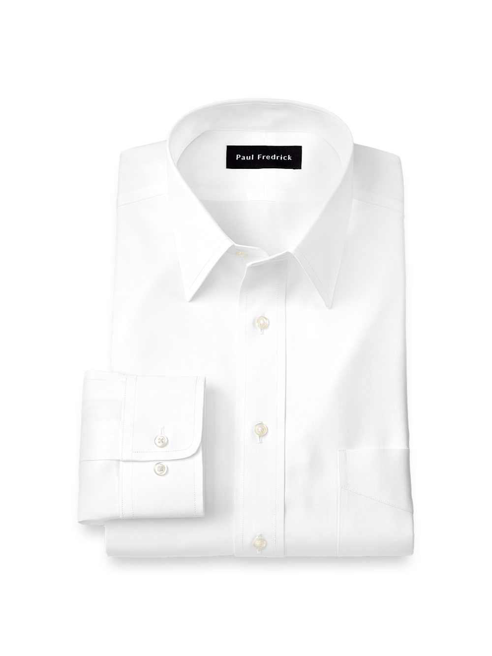 Product Image of Non-iron Cotton Pinpoint Solid Point Collar Dress Shirt-White