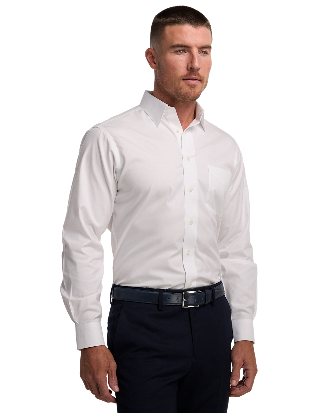 Alternate Shot of Men's White Solid Shirts No Trim Detail