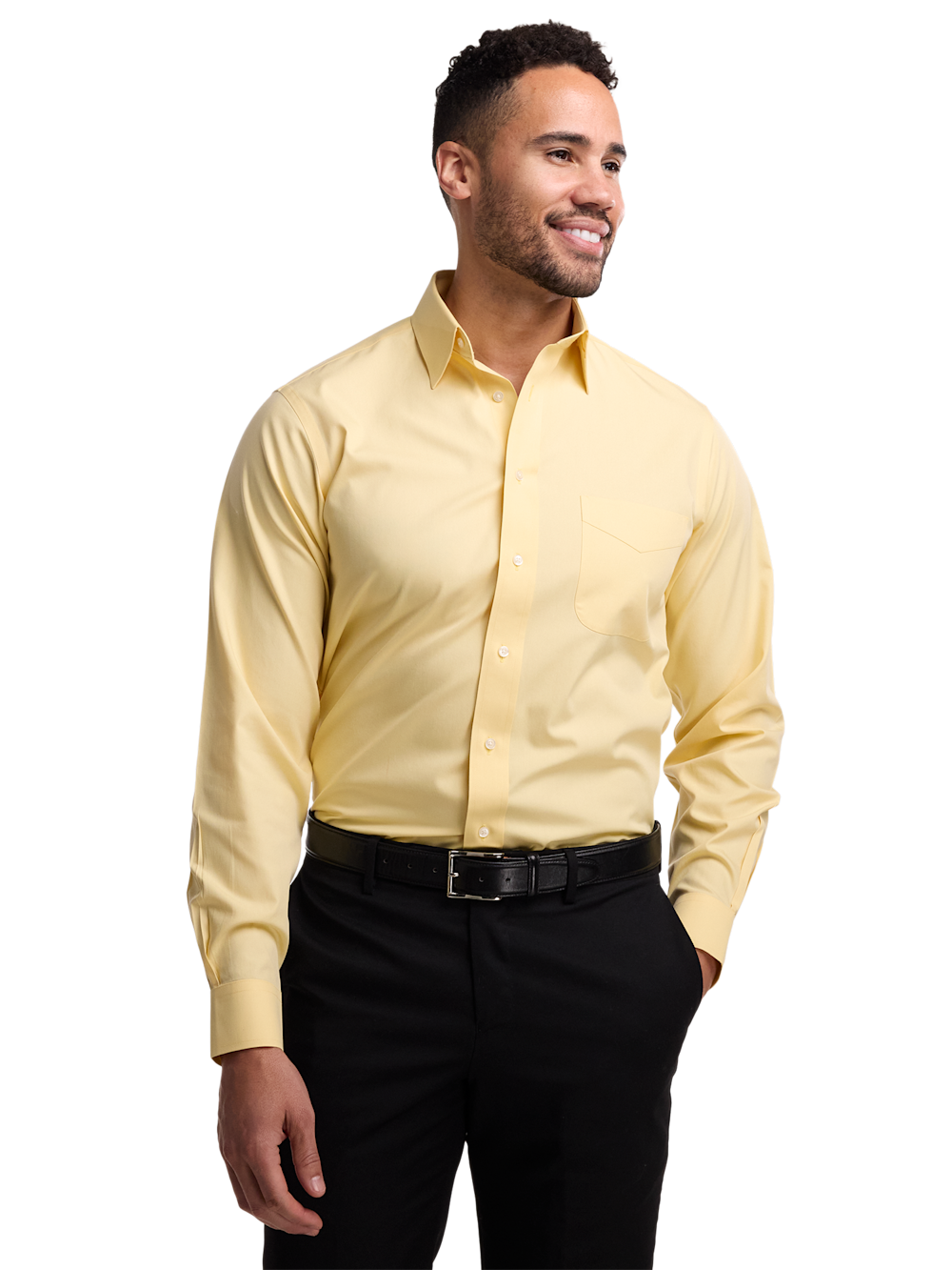Alternate Image of Non-iron Cotton Pinpoint Solid Point Collar Dress Shirt-1