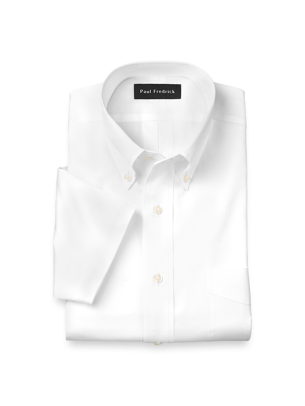 Non-Iron Cotton Pinpoint Solid Button Down Collar Short Sleeve Dress Shirt