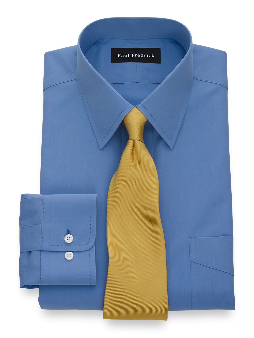 Product Image of Non-iron Cotton Broadcloth Solid Color Straight Collar Dress Shirt-French Blue