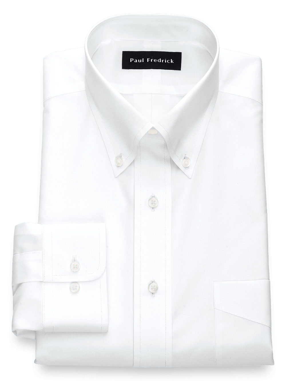 Product Image of Non-iron Cotton Broadcloth Solid Color Button Down Collar Dress Shirt-White