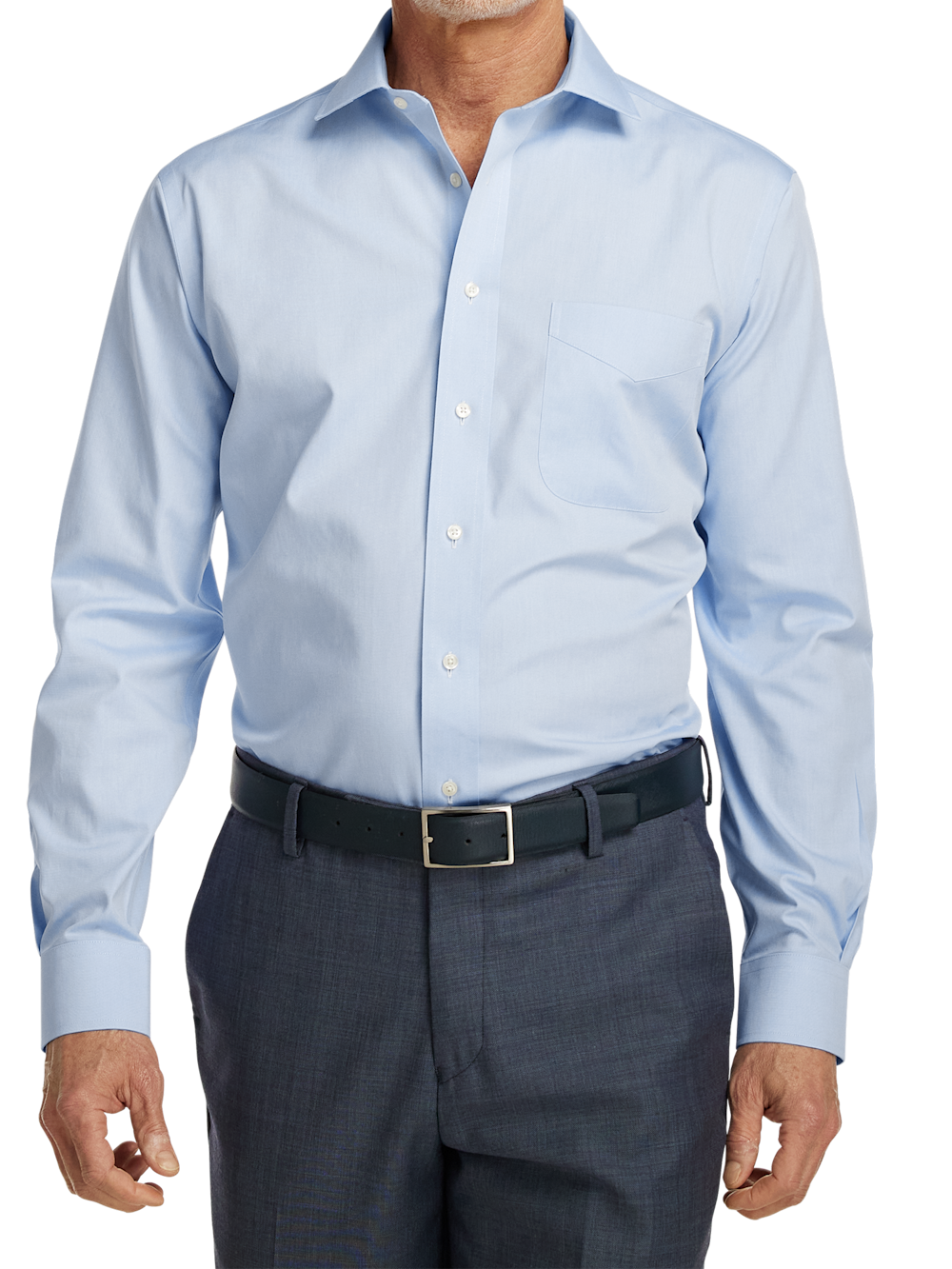 Alternate Image of Non-iron Cotton Pinpoint Solid Spread Collar Dress Shirt-1