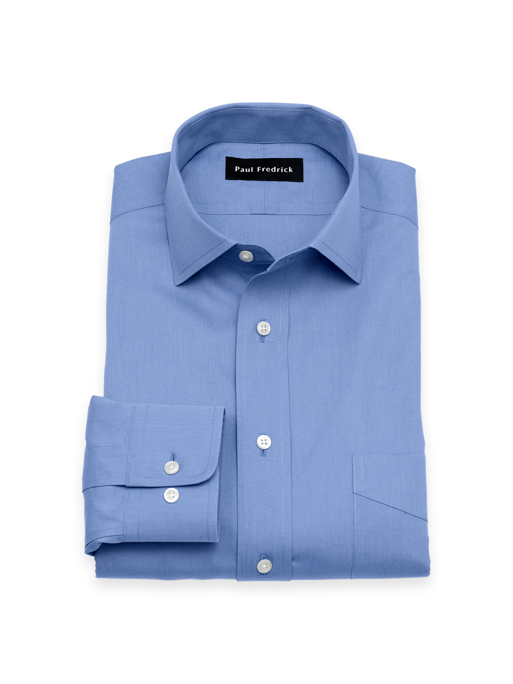 Product Image of Non-iron Cotton Pinpoint Solid Spread Collar Dress Shirt-French Blue
