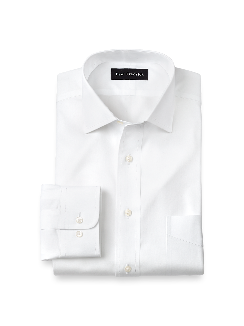 Product Image of Non-iron Cotton Pinpoint Solid Spread Collar Dress Shirt-White
