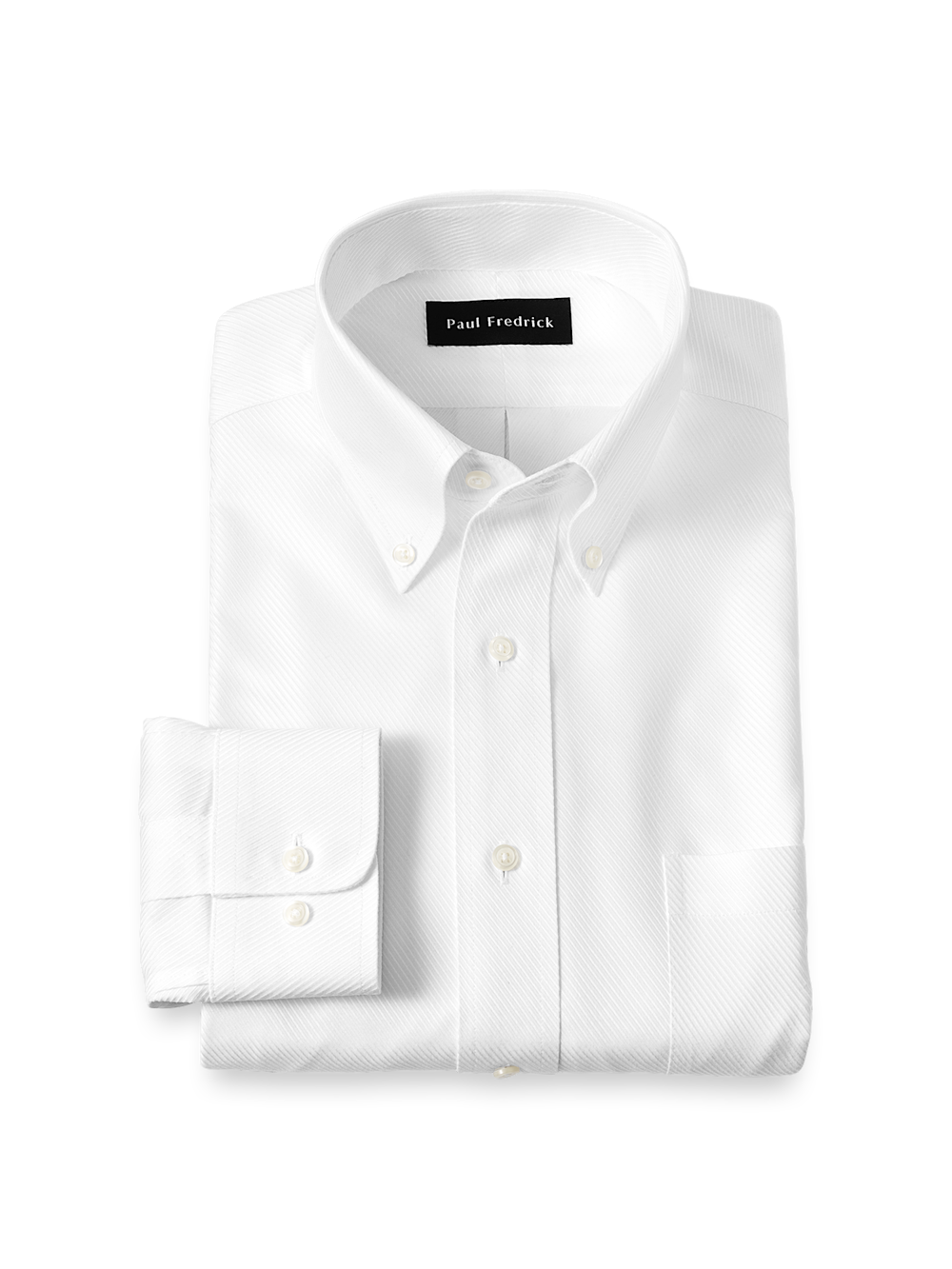 Product Image of Non-iron Cotton Twill Button Down Collar Dress Shirt-White