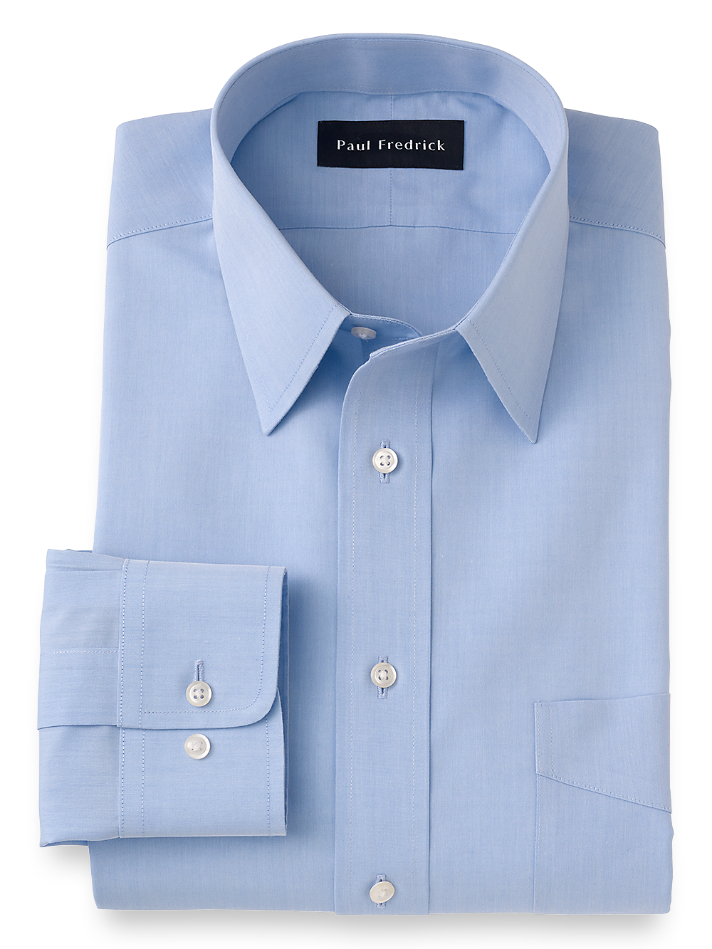 Product Image of Supima Non-iron Cotton Solid Color Straight Collar Dress Shirt-Blue