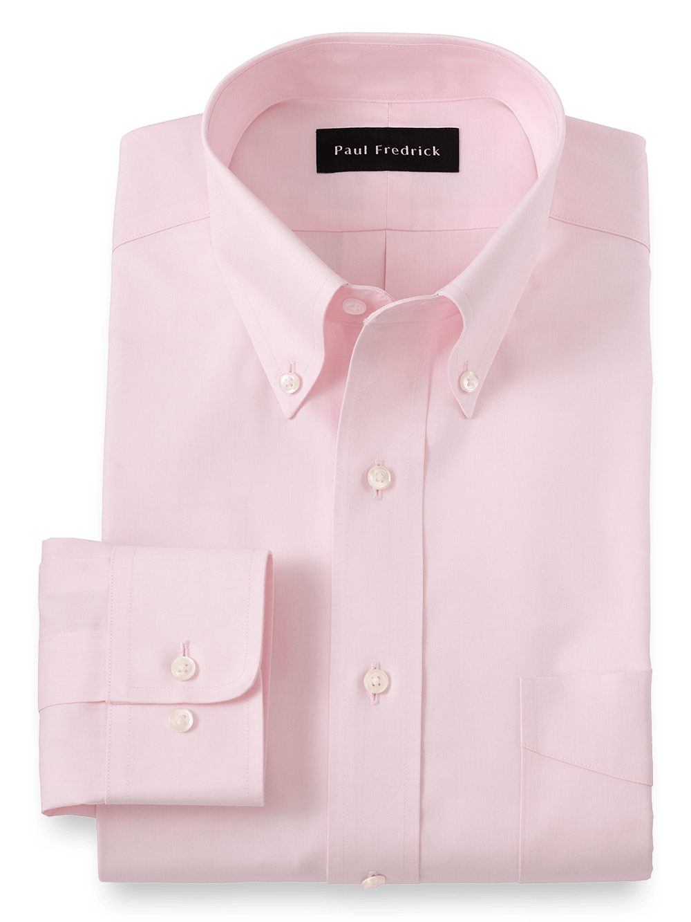 Product Image of Impeccable Non-iron Cotton Pinpoint Solid Color Button Down Collar Dress Shirt-Pink