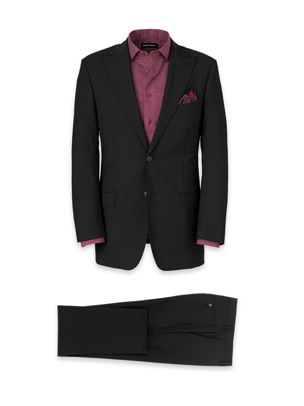 Wool Stretch Bengaline Single Breasted Peak Lapel Suit