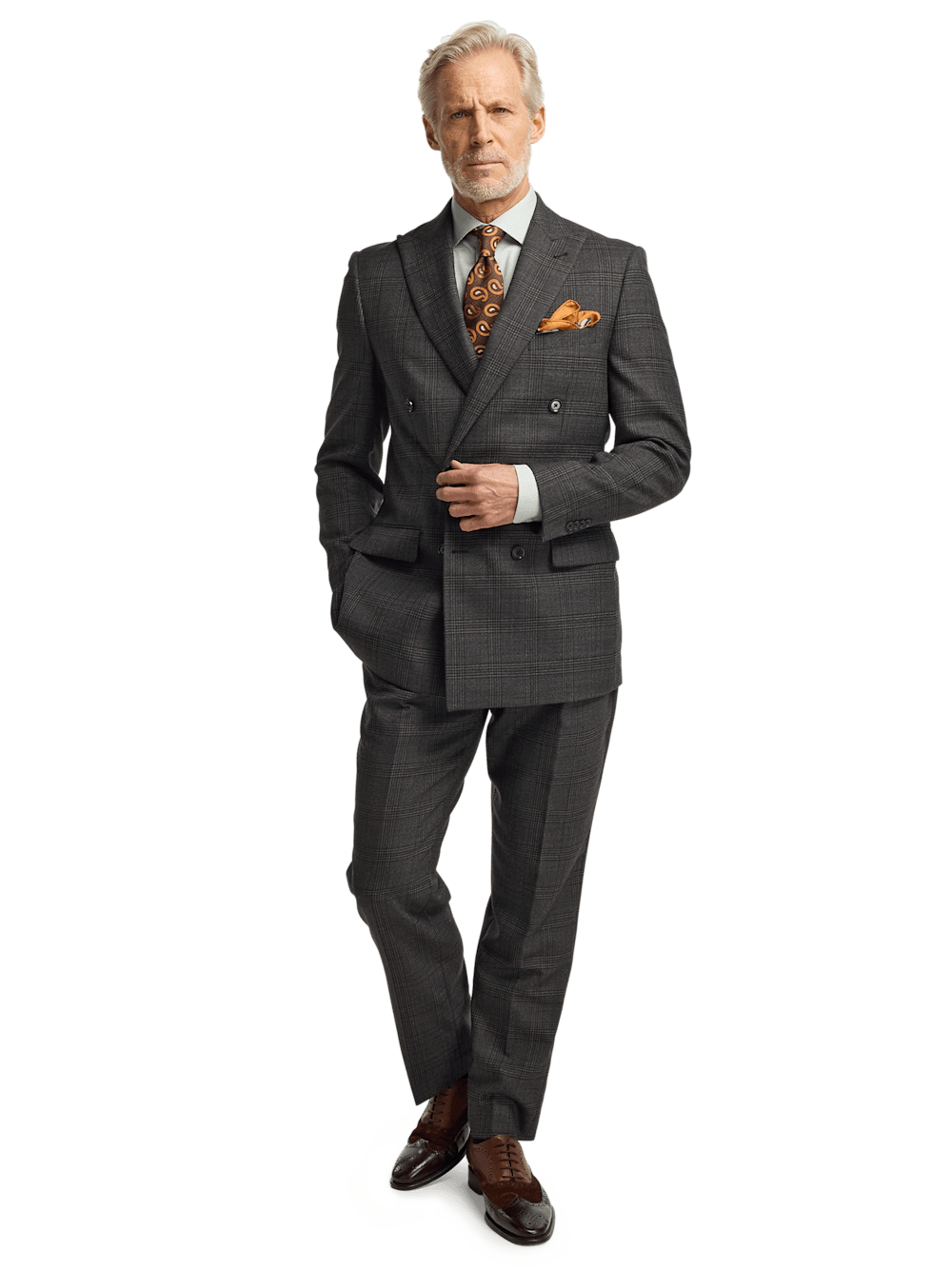 Alternate Image of Wool Plaid Double Breasted Peak Lapel Suit-1