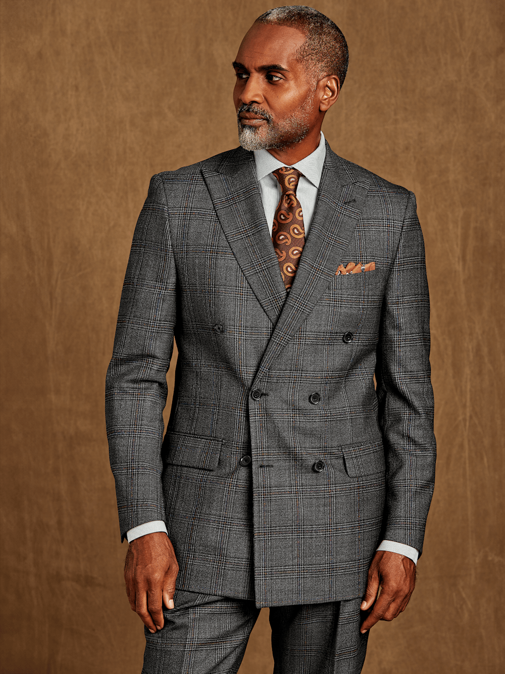 Alternate Image of Wool Plaid Double Breasted Peak Lapel Suit-9