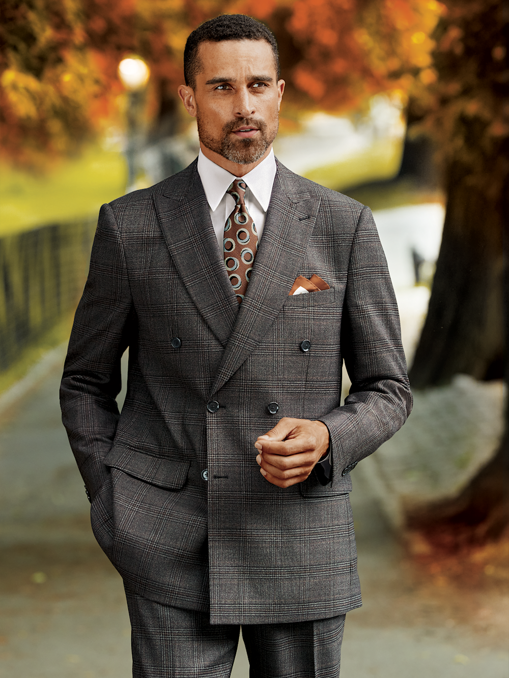 Alternate Image of Wool Plaid Double Breasted Peak Lapel Suit-9