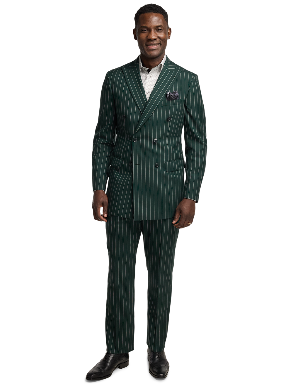 Alternate Image of Wool Stretch Stripe Double Breasted Peak Lapel Suit-1