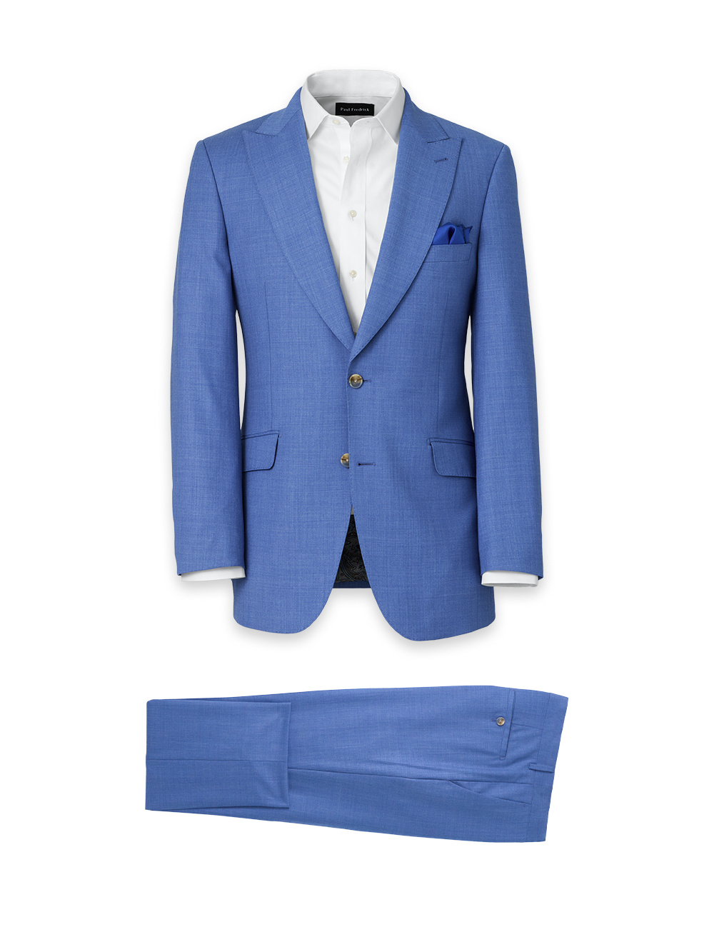 Wool Stretch Bengaline Peak Lapel Suit - French Blue
