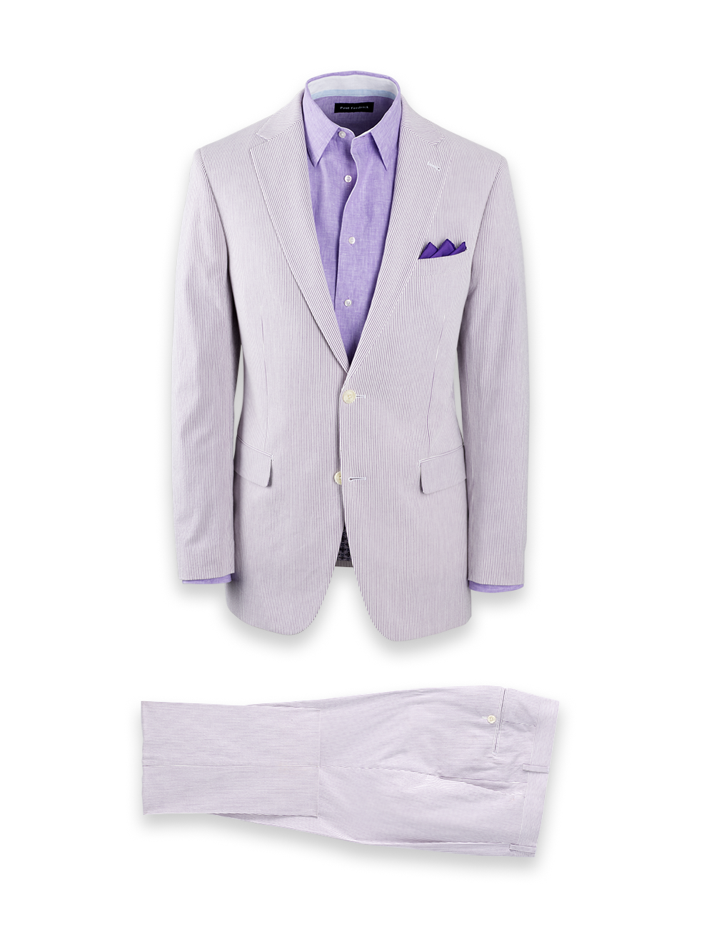 Product Image of Cotton Stretch Stripe Seersucker Notch Lapel Suit-0