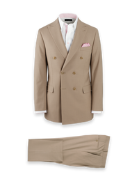 Wool Sstretch Bengaline Peak Lapel Suit - Light Tan