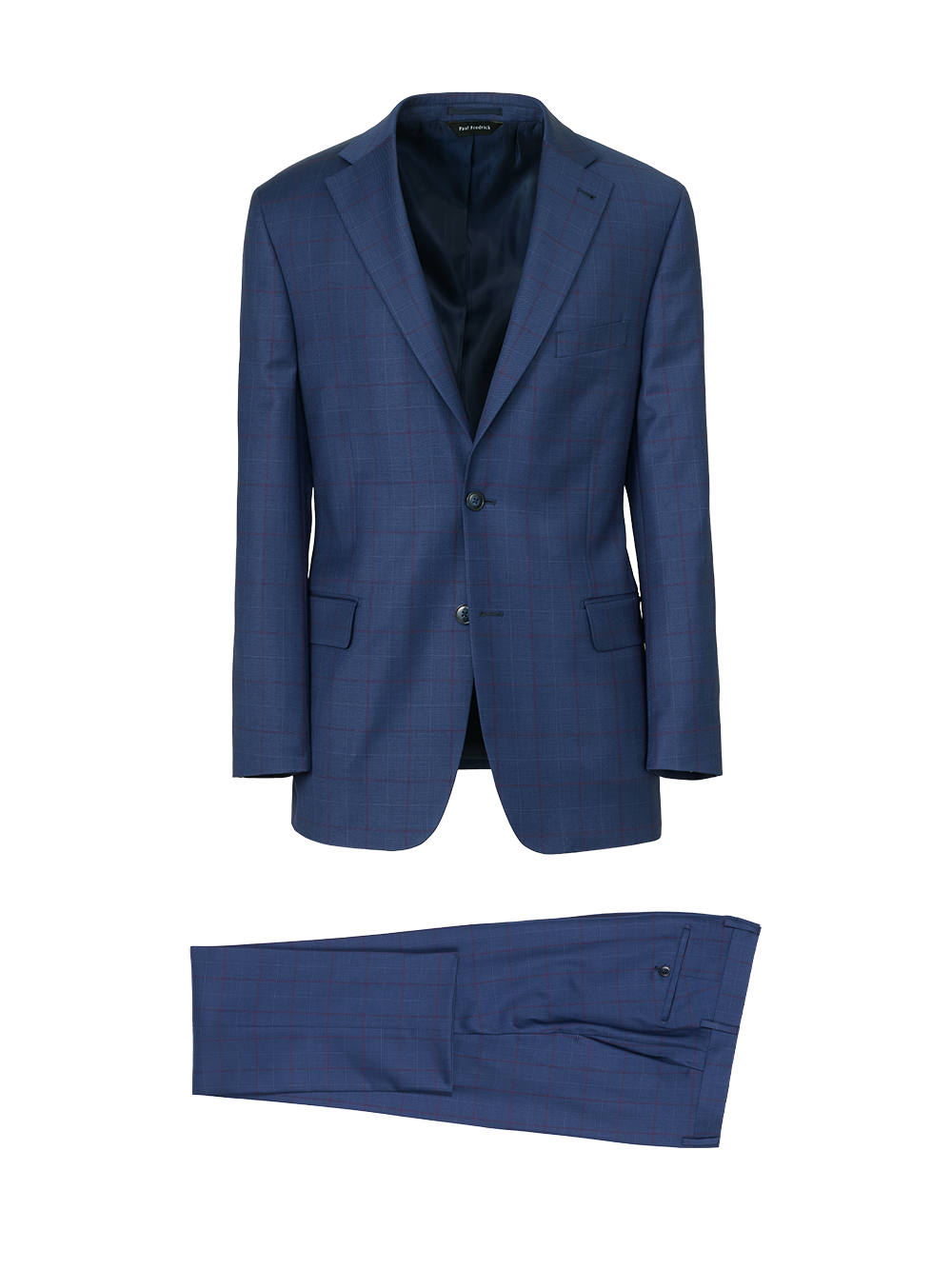 Product Image of Blue Wool Blend Windowpane Single Breasted Notch Lapel Suit-0