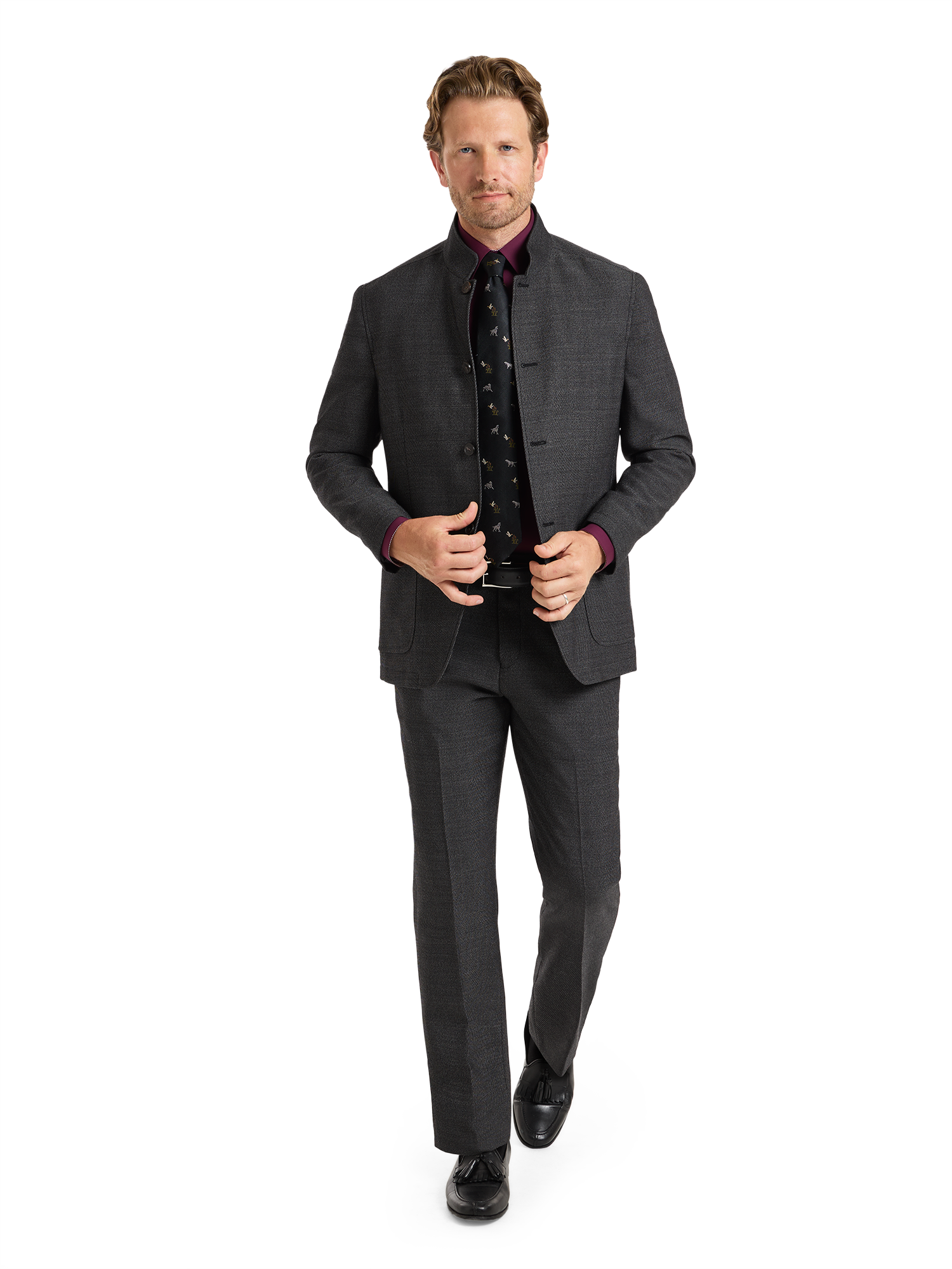 Cavalry Twill Wool Suit - Black/grey