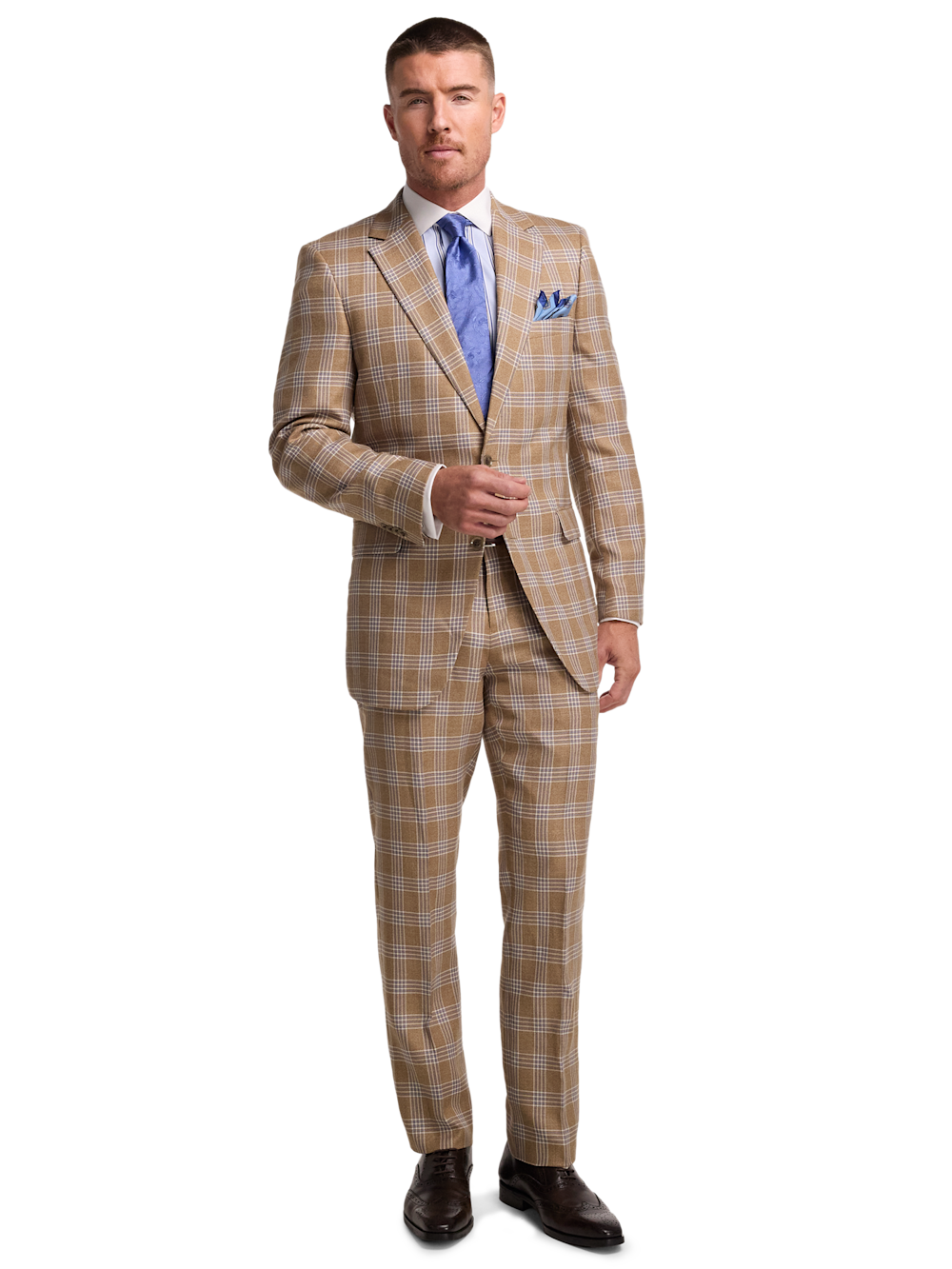 Alternate Image of Wool Blend Plaid Single Breasted Notch Lapel Suit-1