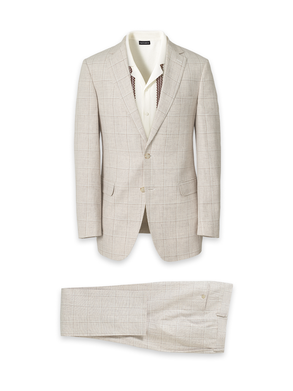 Product Image of Windowpane Linen Single Breasted Notch Lapel Suit-0