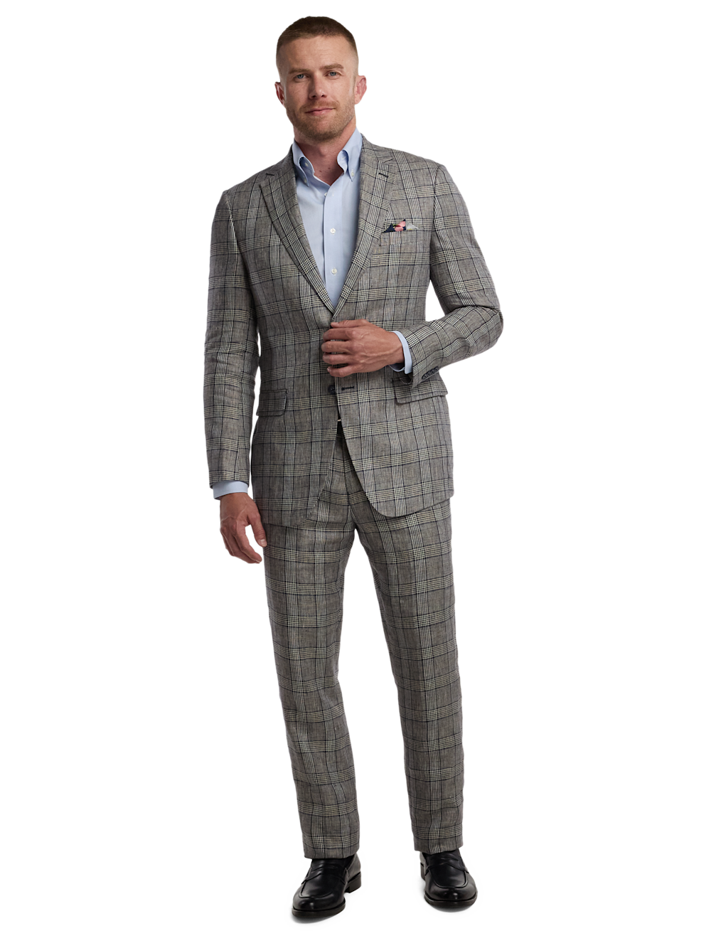 Alternate Image of Plaid Linen Single Breasted Notch Lapel Suit-1
