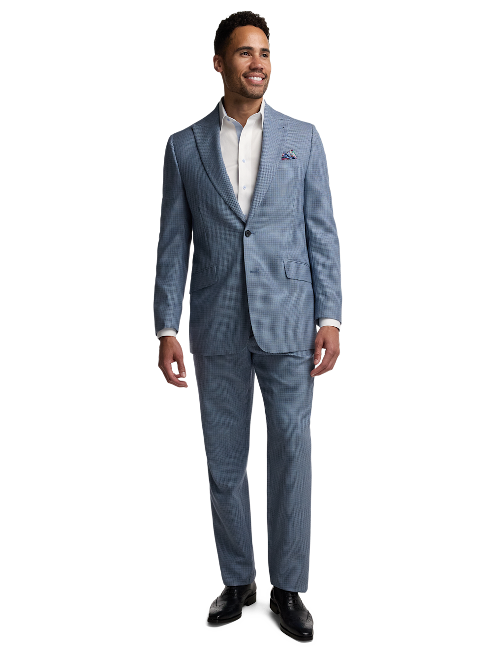 Alternate Image of Houndstooth Wool Blend Single Breasted Peak Lapel Suit-1