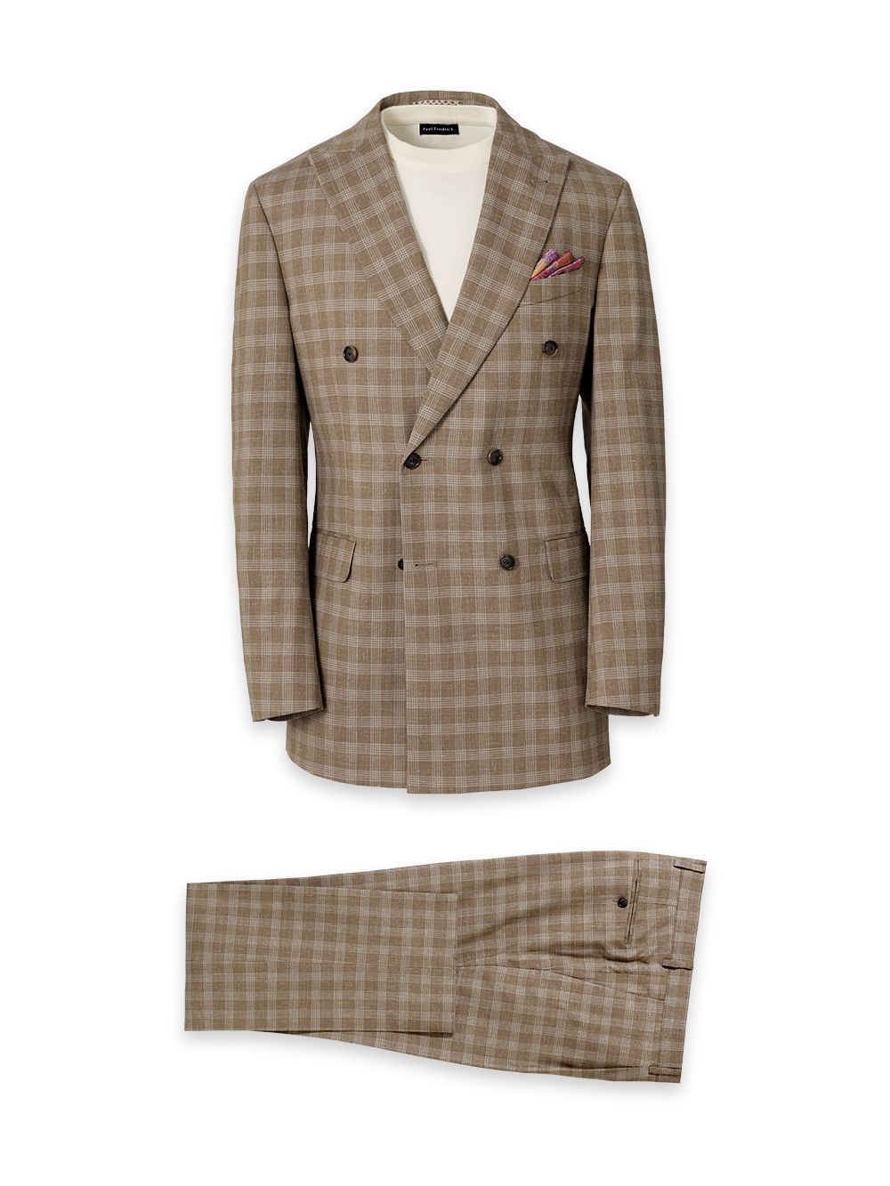 Product Image of Plaid Wool Blend Double Breasted Peak Lapel Suit-0