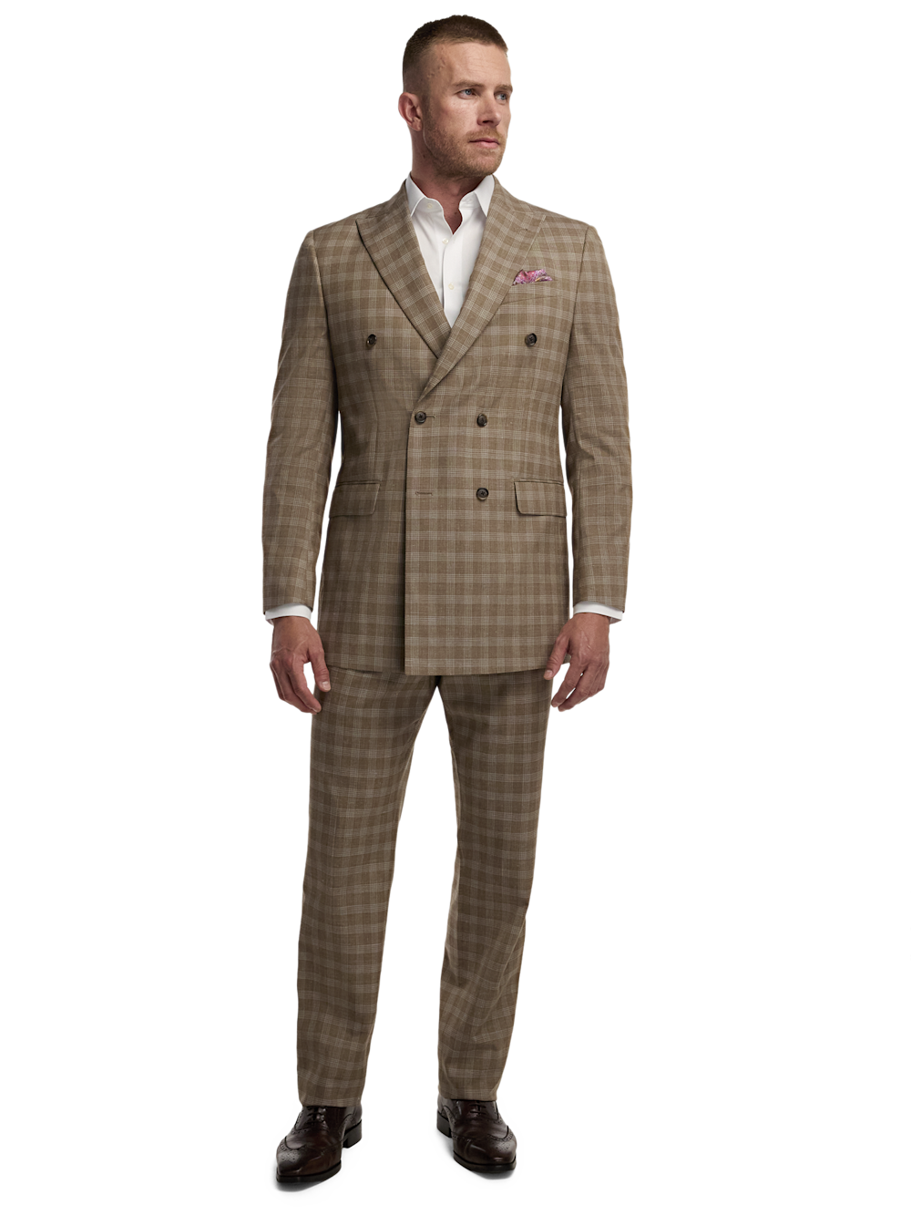 Alternate Image of Plaid Wool Blend Double Breasted Peak Lapel Suit-1