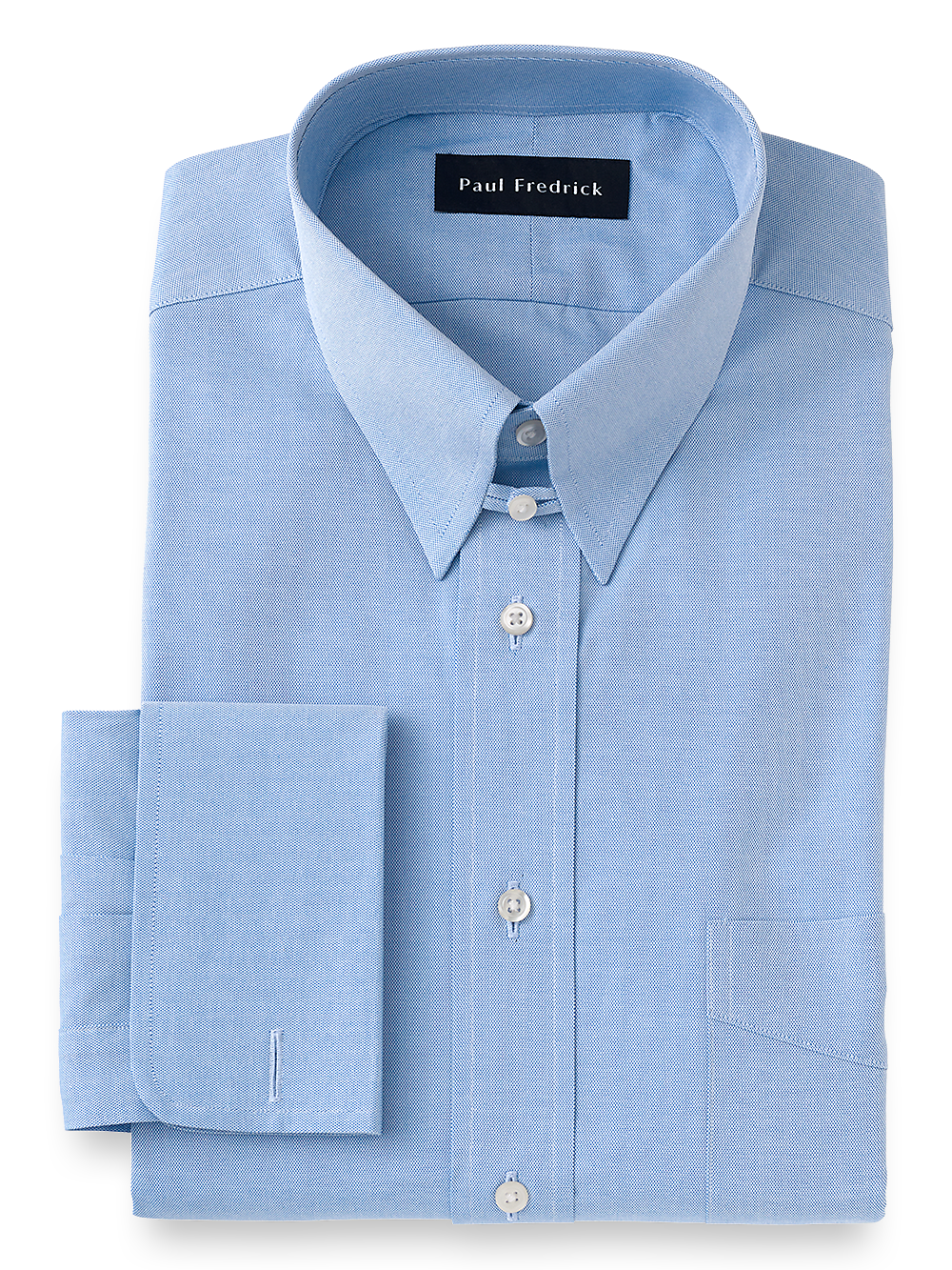 Product Image of Superfine Egyptian Cotton Solid Color Button Tab Collar French Cuff Dress Shirt-Blue