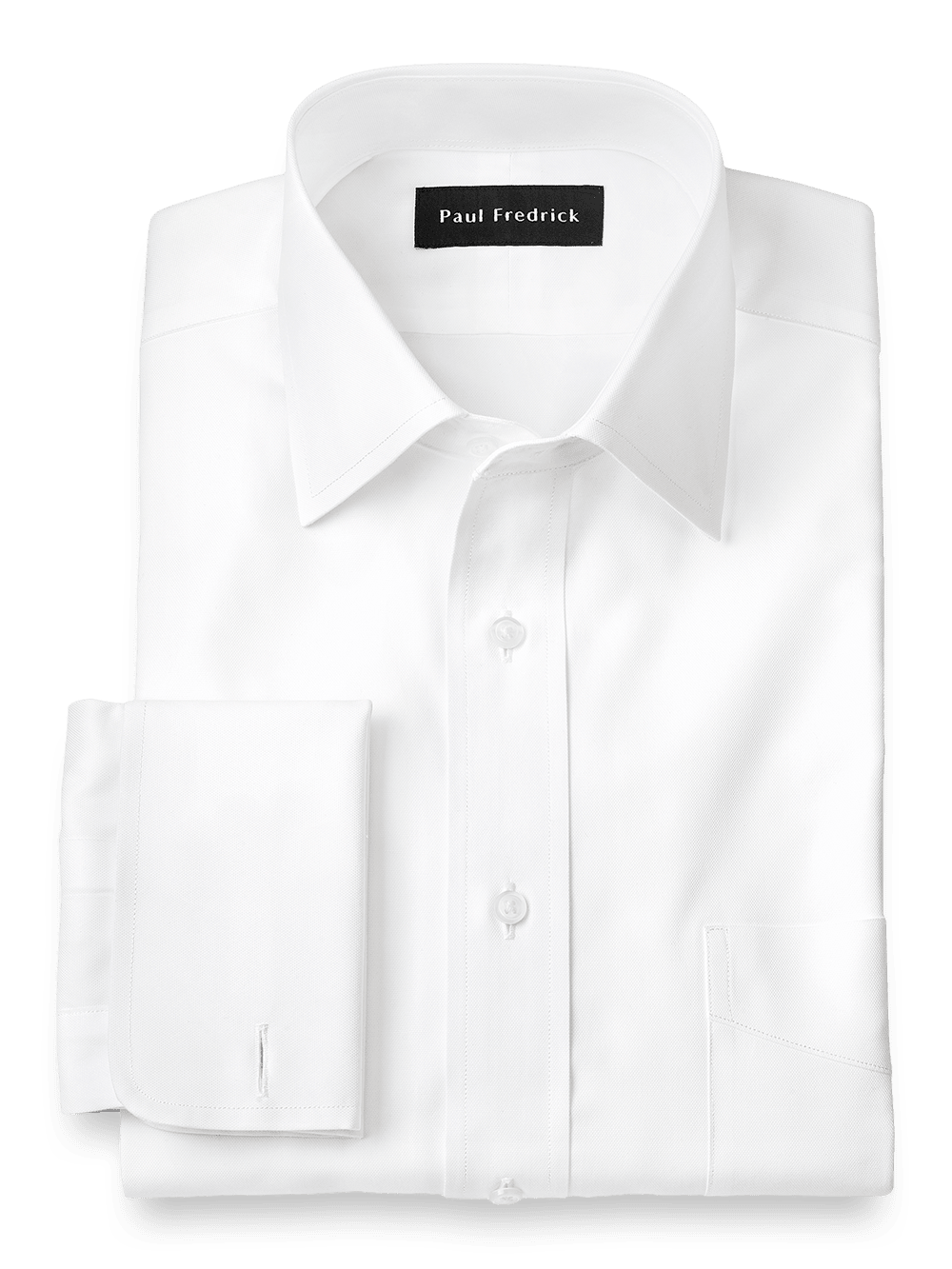 Product Image of Superfine Egyptian Cotton Solid Color Spread Collar French Cuff Dress Shirt-White
