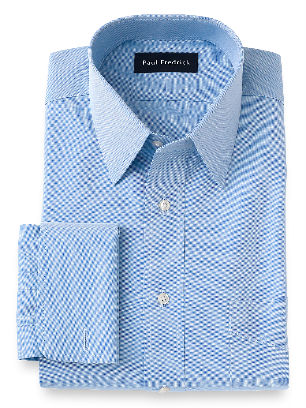 Product Image of Superfine Egyptian Cotton Solid Color Straight Collar French Cuff Dress Shirt-Blue