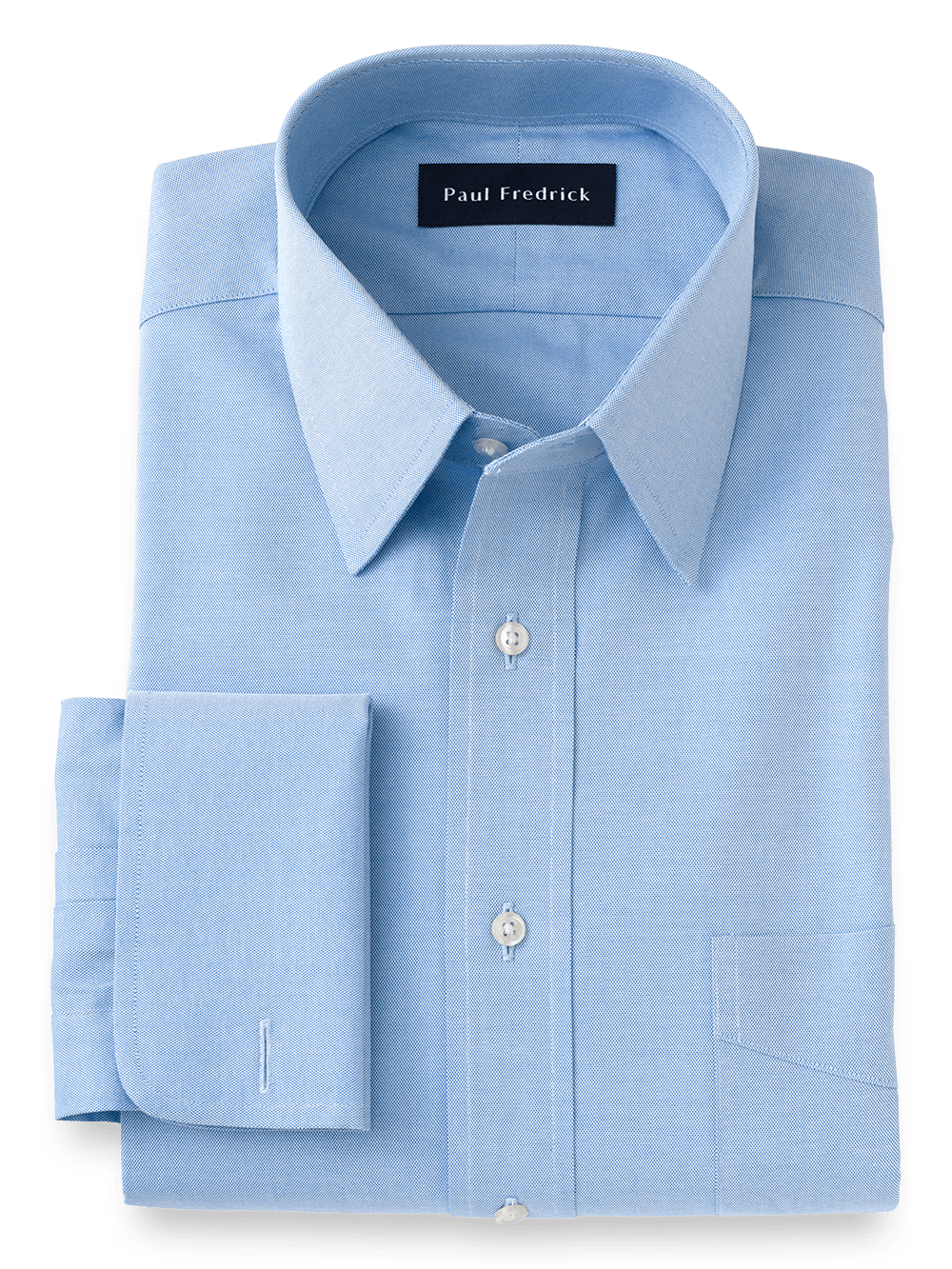 Product Image of Superfine Egyptian Cotton Solid Color Straight Collar French Cuff Dress Shirt-Blue