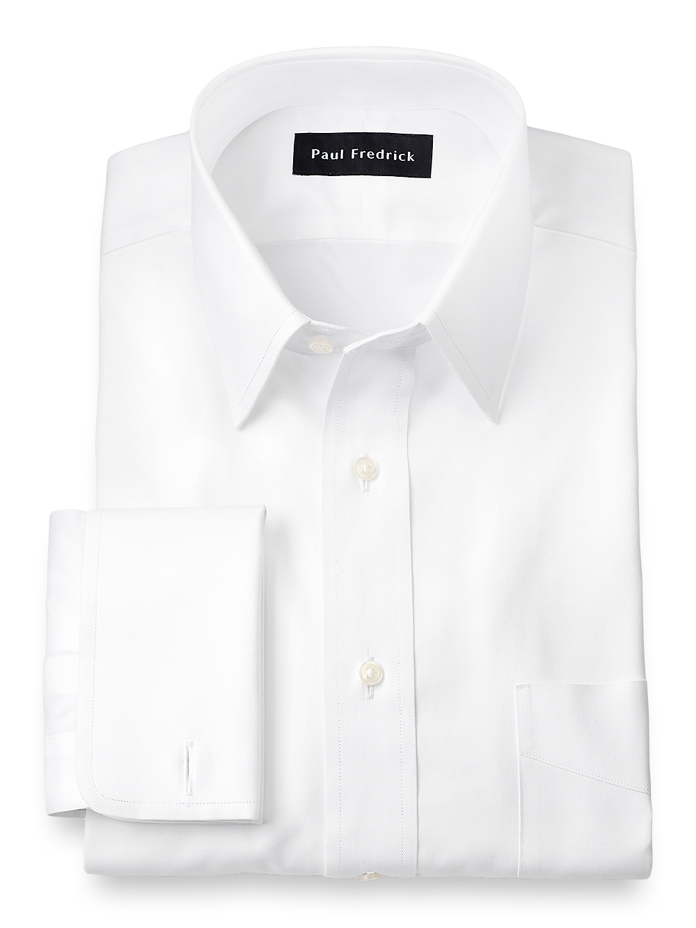 Superfine Egyptian Cotton Solid Color Straight Collar French Cuff Dress  Shirt - White