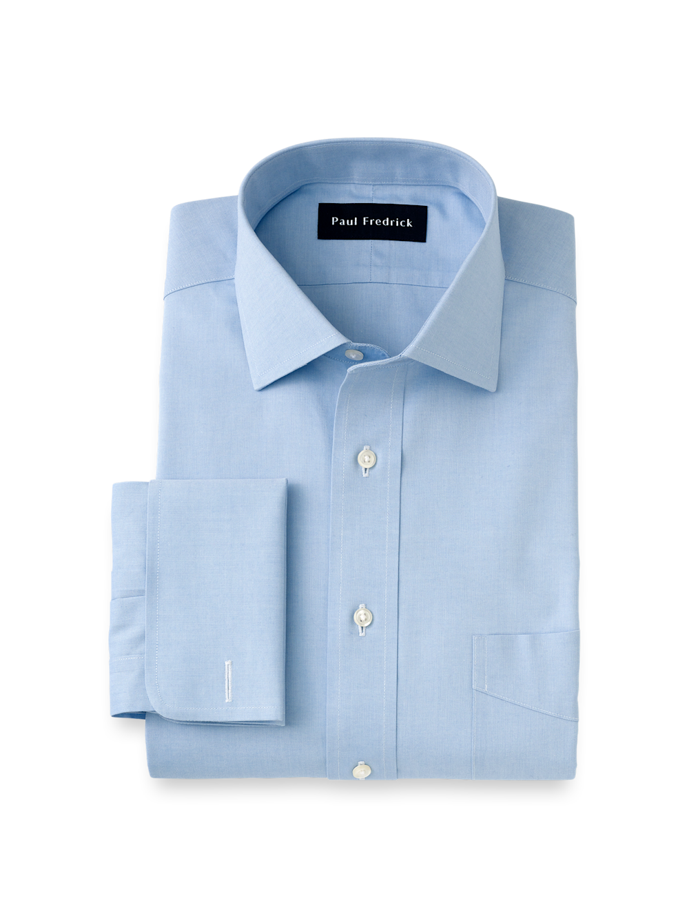 Non-Iron Cotton Pinpoint Solid Spread Collar French Cuff Dress Shirt