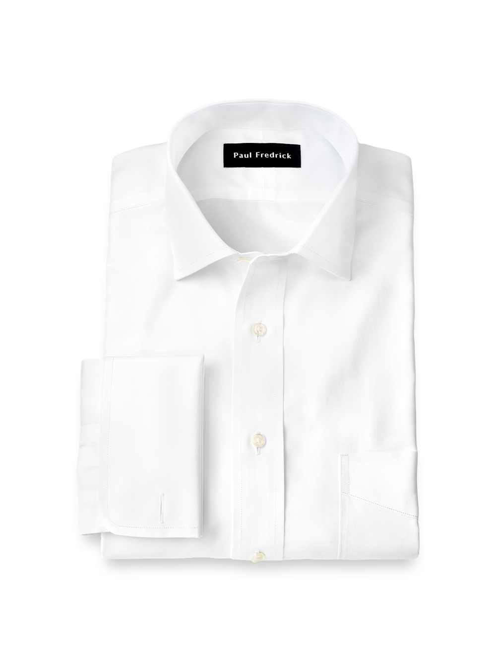 Product Image of Non-iron Cotton Pinpoint Solid Spread Collar French Cuff Dress Shirt-White