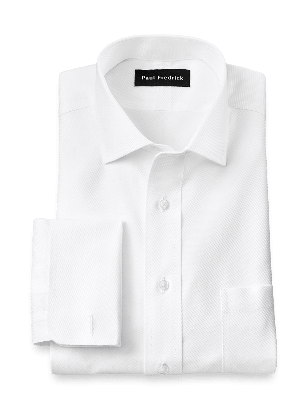 Non Iron Cotton Twill Spread Collar French Cuff Dress Shirt White Paul Fredrick