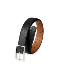 Ostrich Embossed Reversible Belt - Black/tan