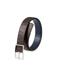 Ostrich Embossed Reversible Belt - Navy/brown